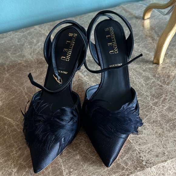 Something Bleu Effie Feathered Pumps - Picture 2 of 14